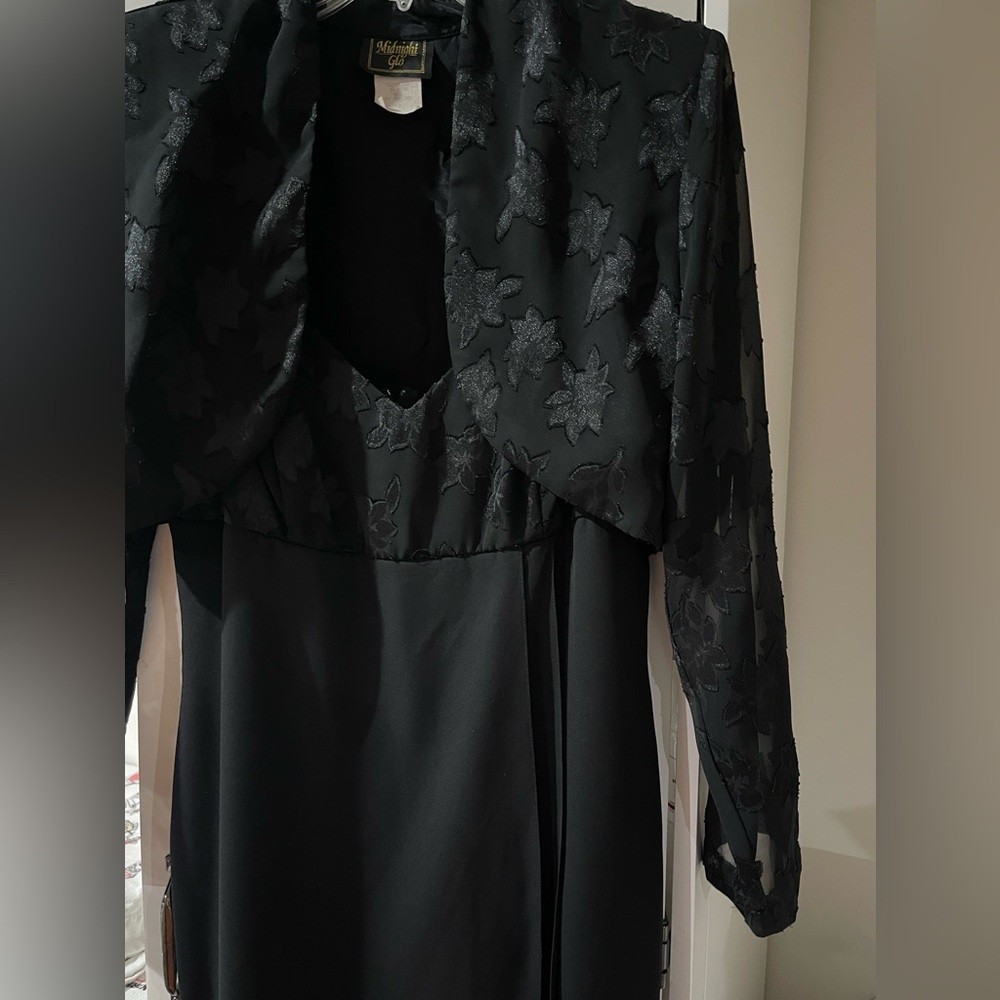 Vintage midnight glo beautiful midi dress set with floral appliqué
